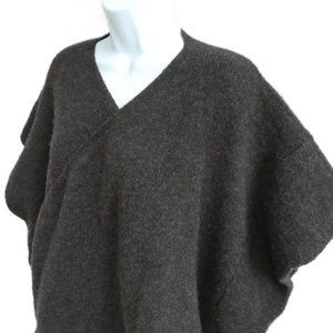 Eskandar Poncho MeRiNo WooL Blend Crossover Sweater Charcoal Gray Handloomed XL